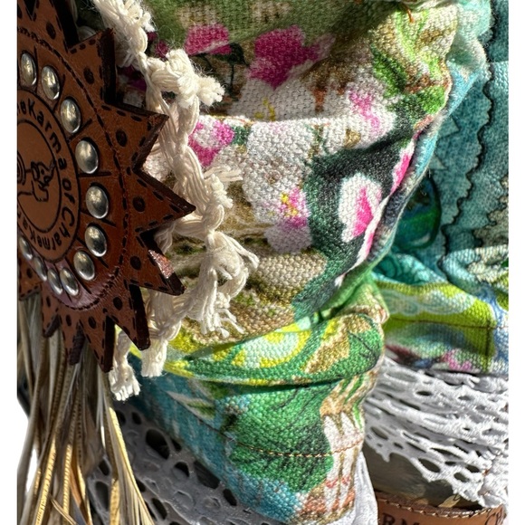 Karma Of Charme Green/Blue Leather Boho/Moccasin Boots with Accents Size 36. - Picture 11 of 16